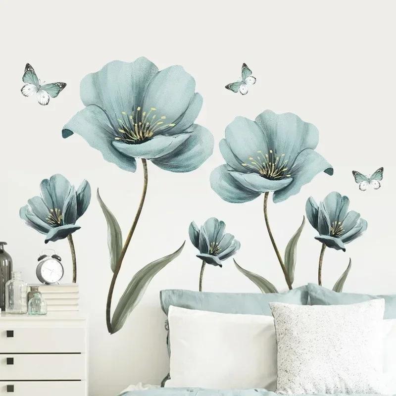

Creative Flower Wall Stickers for Living Room Bedroom Wall Decoration Self-adhesive Wall Decals Kitchen Home Wallpapers A