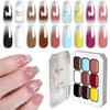 New 9 Grid 2 In 1 Patting Transfer Gel Pastel Gradient Marble Nail Art Polish Set