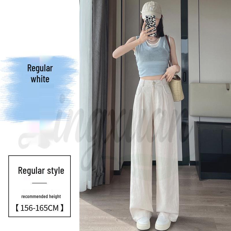2026 Summer Women's Wide-Leg Cotton Linen High-Waist Casual Pants with Sun Protection
