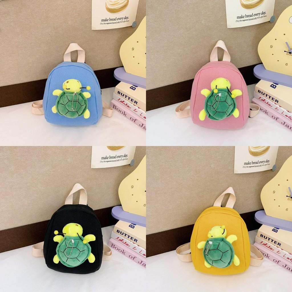 Adorable Cartoon Turtle Plush Mini Backpack For Kids Stylish Canvas School Bag
