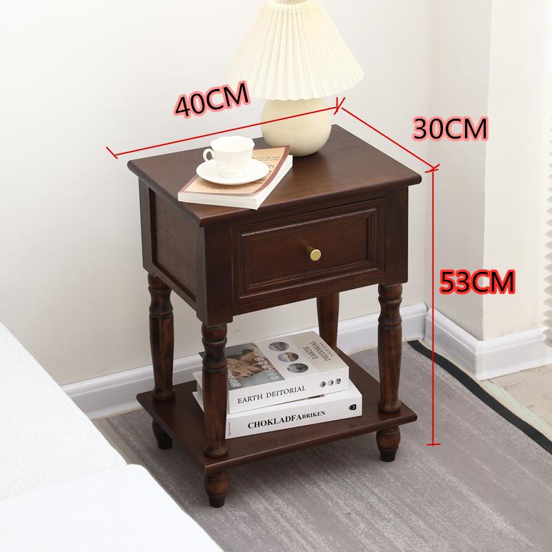 Solid Wood Nightstand Vintage French Distressed Bedside Table with Drawer for Bedroom Storage Cabinet Side Table