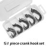 Small Five Grid Box Set Of 51 Crank Hooks, Black Nickel Fishing Hooks, Fishing Gear, Bait, And Hooks