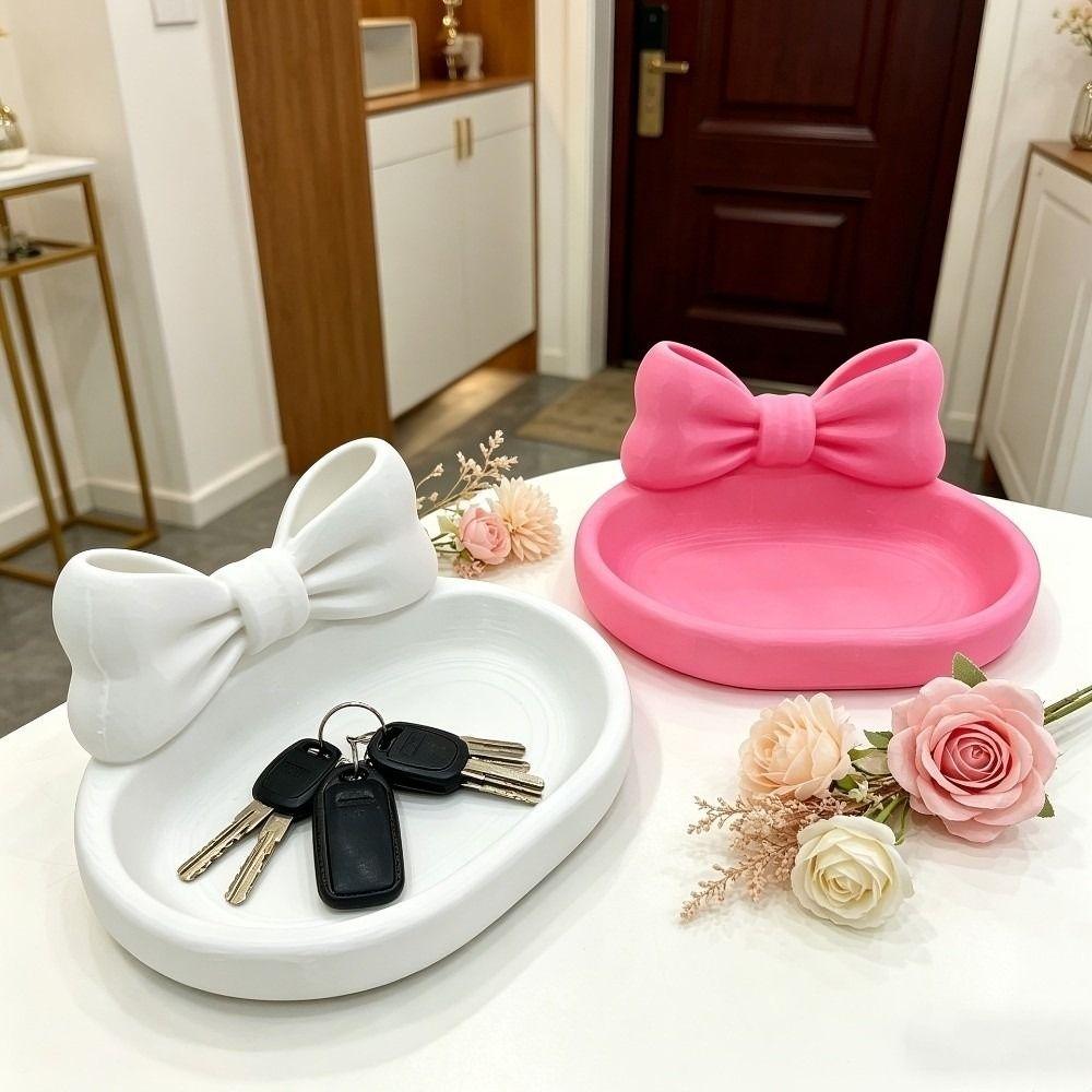 3D Printed 3D Printed Bow Storage Box Bowknot Love Heart Shell Shape Bow Jewelry Tray Desktop Organizer Plastic