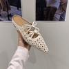 Fashion New Mesh Women Flats Pointed Toe Slippers Fad Breathable Mules Shoes 2025 Casual Slingback Sandals Summer Slides Lady Flip-flops