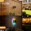 Solar Powered Decorative Outdoor Lantern Set of 2 Mandala Pattern Metal Frame Garden Patio Lighting with Integrated Solar Panel