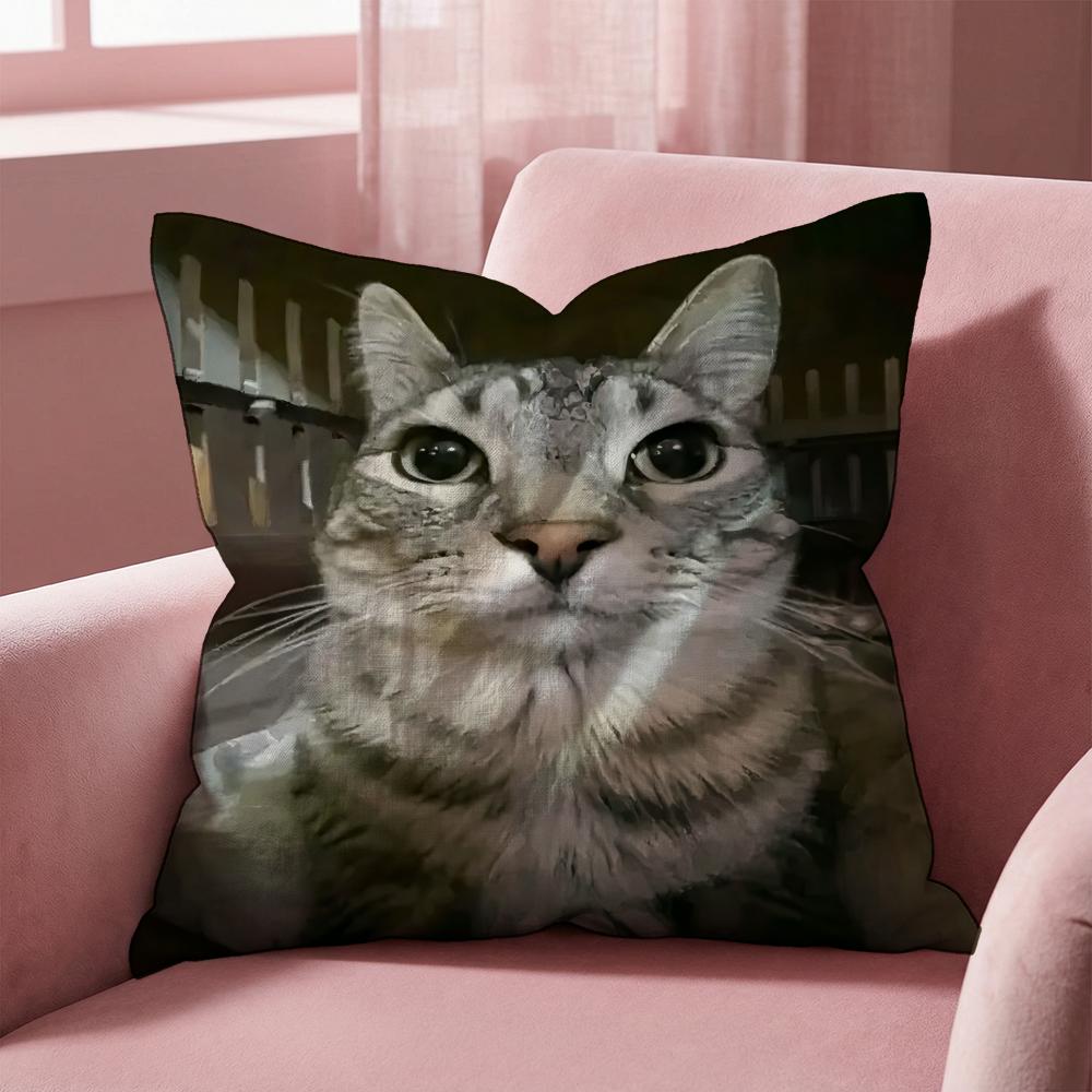 Pet Cat Funny memes Cushion Cover Multi-Scene Pillow Cover for Home & Car - Reversible, Soft & Durable for Daily Use