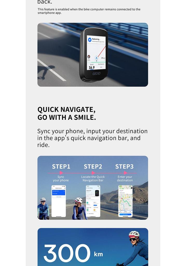 GEOID CC700 Extreme English Smart Touch Fahrrad GPS-Navigator & Kilometerzähler
