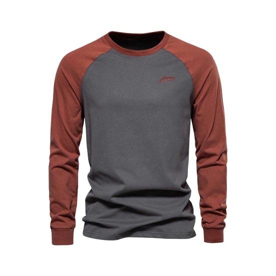 

Осень-зима Мужской топ-топ Slim Fit Рукав реглан Лоскутное О-образный вырез S темно-серого