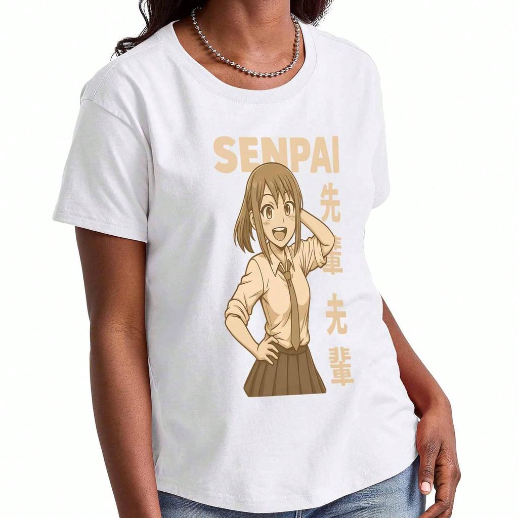 Senpai Anime Girl Wounisex's Cotton T Shirt, Premium Cotton Graphic, Durable, Casual Fashion. Featuring Japanese Manga Style Art, Comfortable And Styl