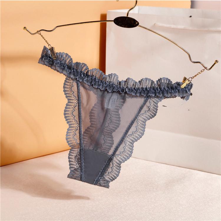 Lace Edge Transparent Low Waist Sweet Women's Thong Mesh Thin Section Breathable Sexy Ladies Panties