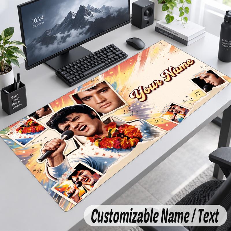 Elvis Presley Personalized Large Mouse Pad Custom Name Text Extended Desk Mat Gaming Mousepad