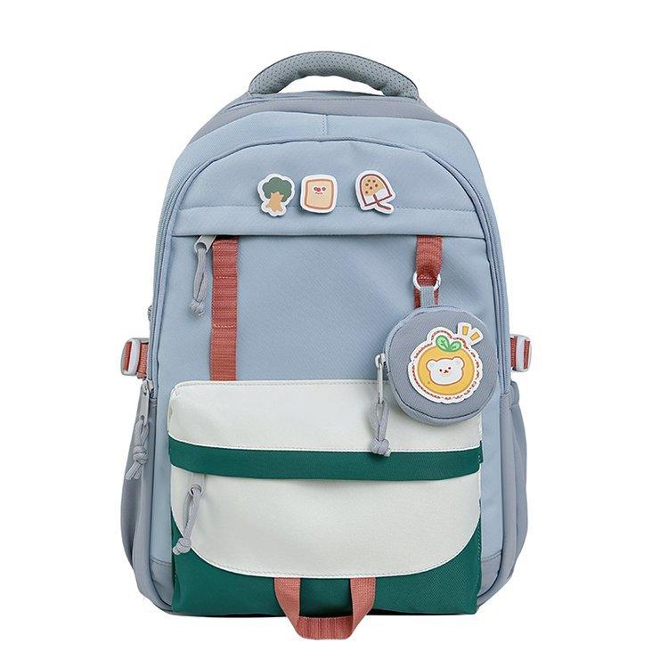 Schoolbag Japanese ins college simple contrasting color backpack female niche design sense junior high school student schoolbag casual backpack