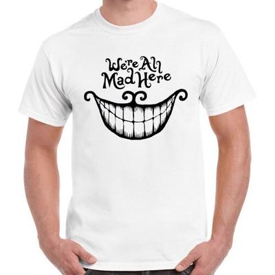 Siamo tutti matti qui Novità divertente Alice nel Paese delle Meraviglie Regalo cool T-shirt retrò 2654