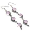 Natural Pink Chalcedony Gemstone 925 Sterling Silver Jewelry Earring 3.27" y2v08