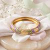 Hollow Oil Drop Bracelet Flower Design Enamel Dropped Glaze Bangle  Women's Jewelry