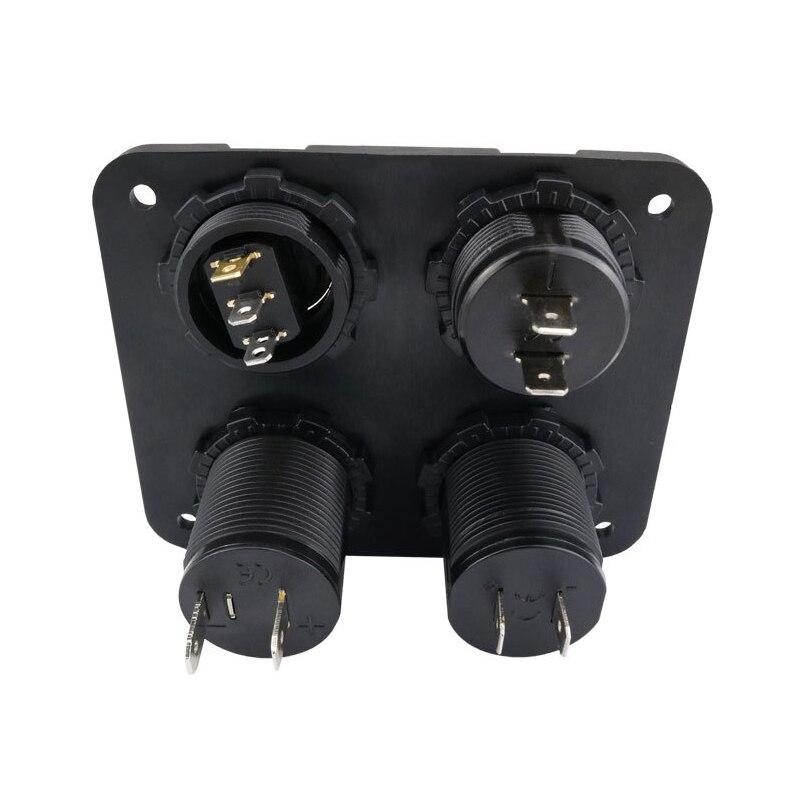 Panneau 4 en 1 Double Chargeur USB QC 3.0 pour Voiture Prise d'Alimentation Voltmètre Prise d'Alimentation Interrupteur à Bascule pour Bateau Marin Camping-car Camion