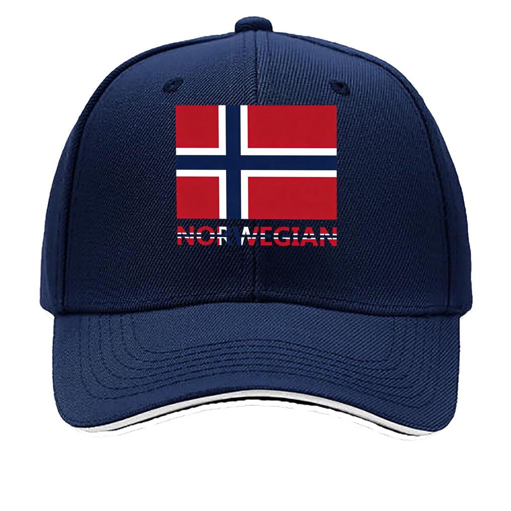 Norway Flag Print Adjustable Snapback Washable HandWashable Patriotic Sports Hat for Outdoor Sandwich Baseball Cap