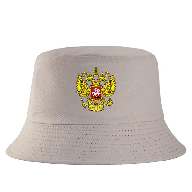 Russian State Emblem Bucket Hat Golden Double Headed Eagle Print FisherUnisex Cap Unisex Outdoor Casual Sun Hat Summer Cotton Hat