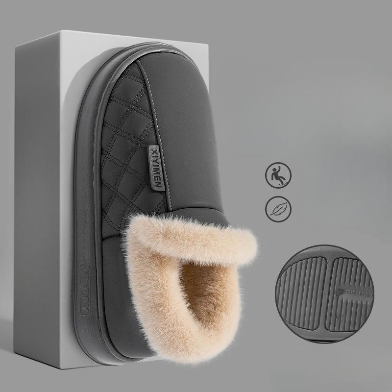Anti-slip Shoes, Indoor Home with Fleece, Warm and Waterproof Bags and Cotton Shoes