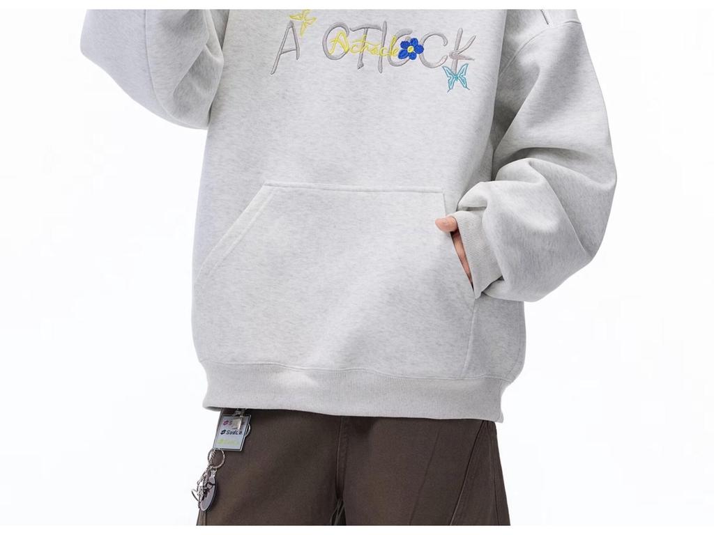 Men's Autumn/Winter American Letter Embroidered Hooded Sweatshirt - Loose Fit, Plus Velvet, Thickened Heavyweight Casual Hoodie Jacket