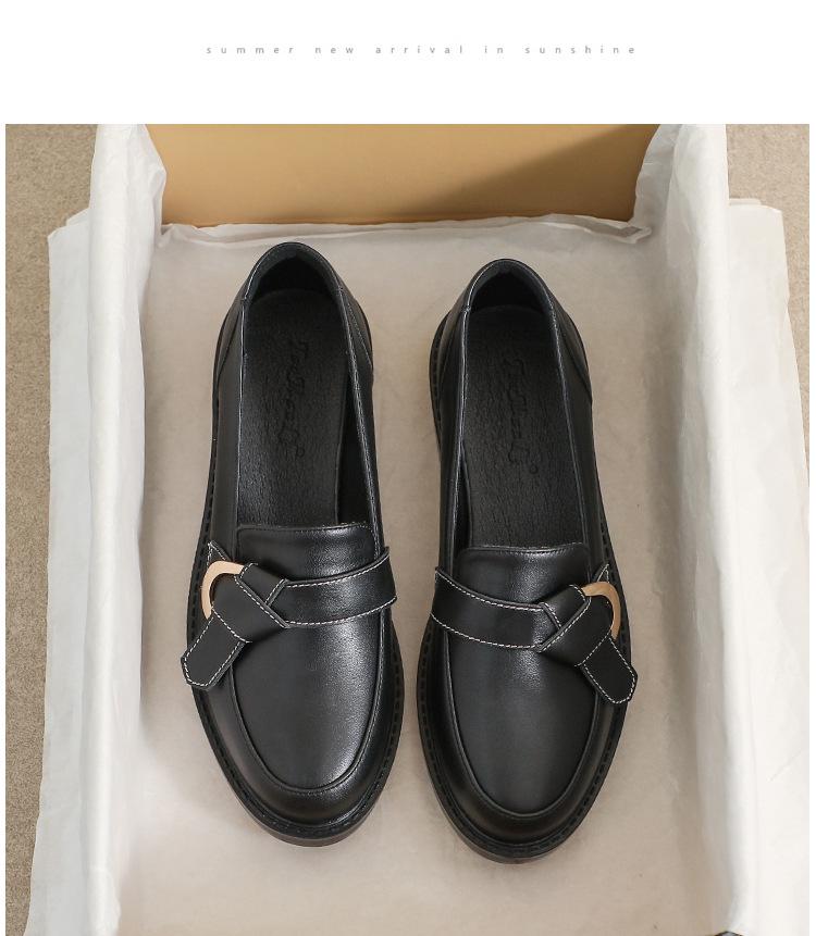 Dámské mokasíny z pravé kůže v britském stylu, černé - podzim 2025, měkká podrážka, pohodlný střední podpatek, plochá špička