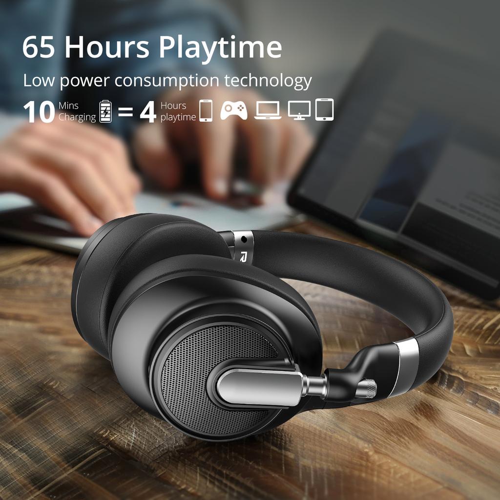 Custom Private Label Wireless Over-Ear Headphones Type-C Qualcomm Chipset Noise Cancelling Hybrid ANC 1050mAh Battery IPX4