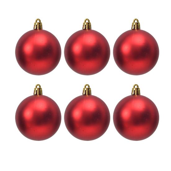 6 stk Julekuler Ornament Splintsikker 6cm ensfarget plastball for feriefest Scene Layout Hengende dekorasjon for juletre