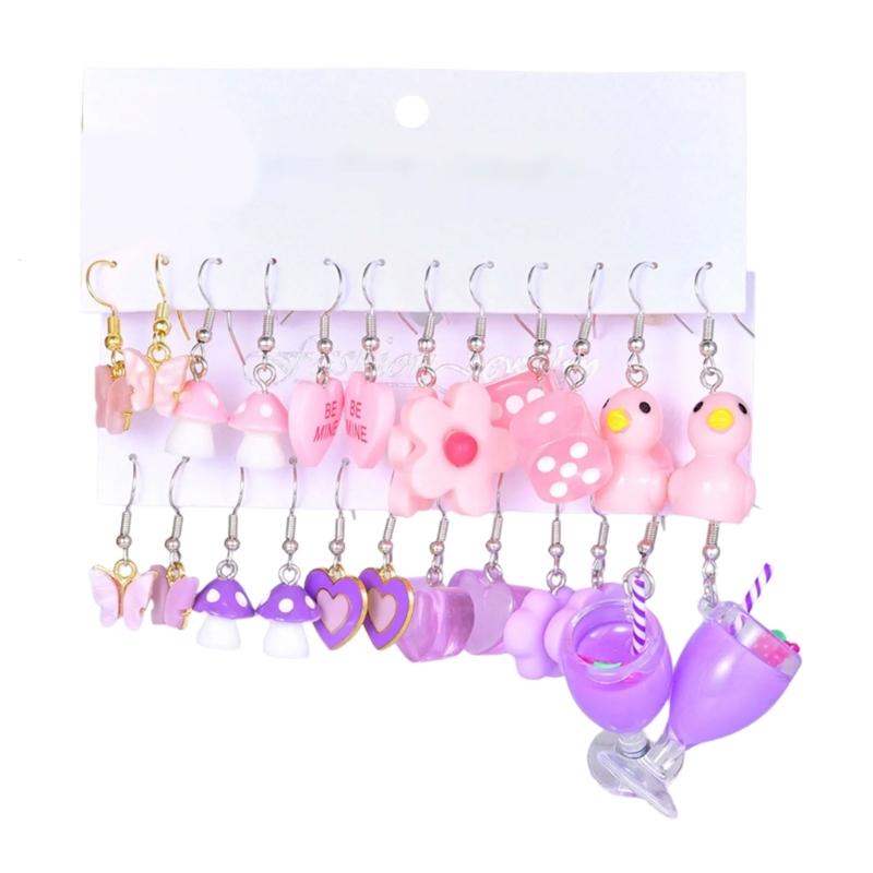 Pendant Earrings Unique Drop Earrings Set Fashion Ear Jewelry Set Zinc Alloy Texture Suitable for Ladies and Teen Girls