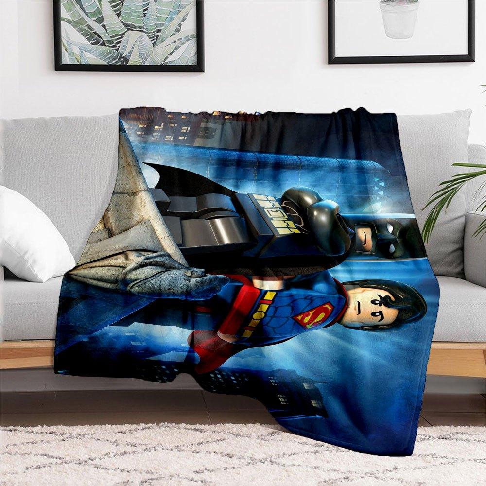LEGO DC Comics Super Heroes Superman Vs Batman Building Set Blanket Flannel Throw Blanket for Sofa, Bed, Travel, Camping, Office, Couch, Chair