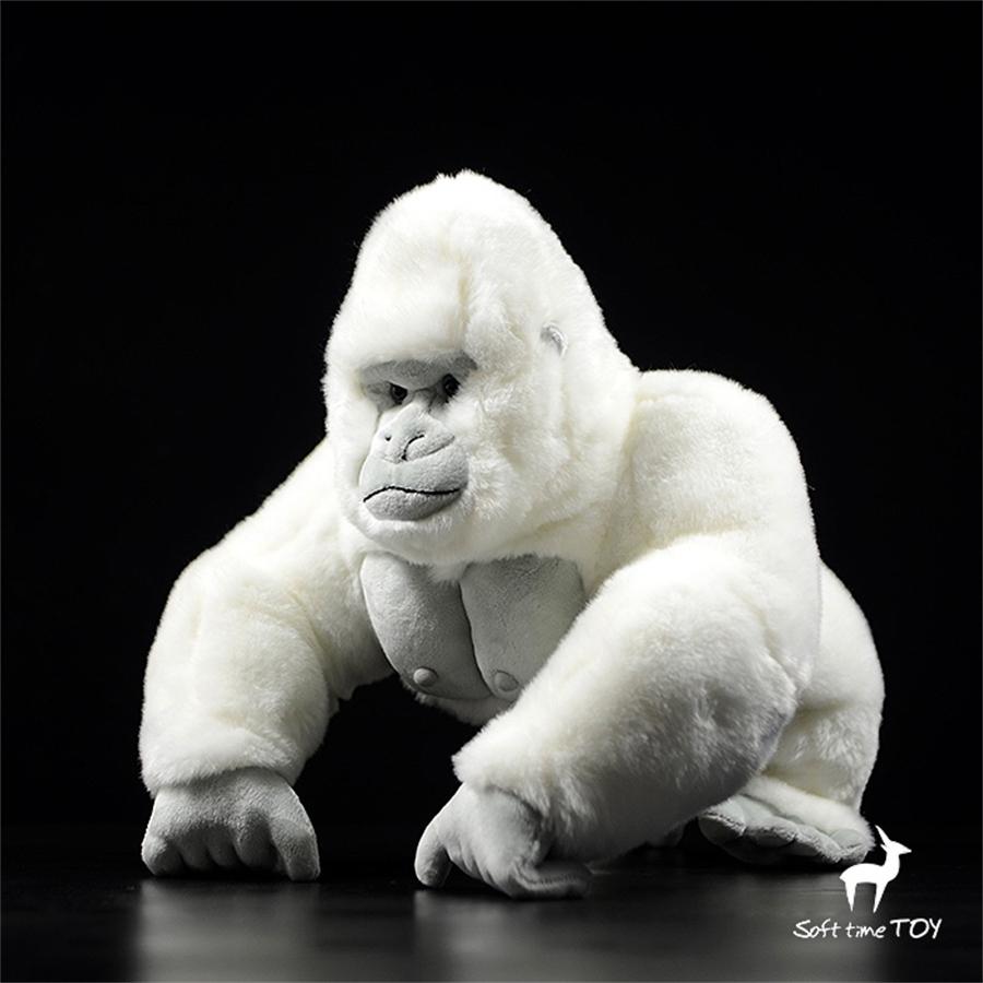 Albino Gorilla Hohe Treue Anime Niedlicher Affe Plüschtier Silberrücken Plüschtiere Lebensechte Tiere Simulation Stofftier Kawaii Spielzeug Geschenk