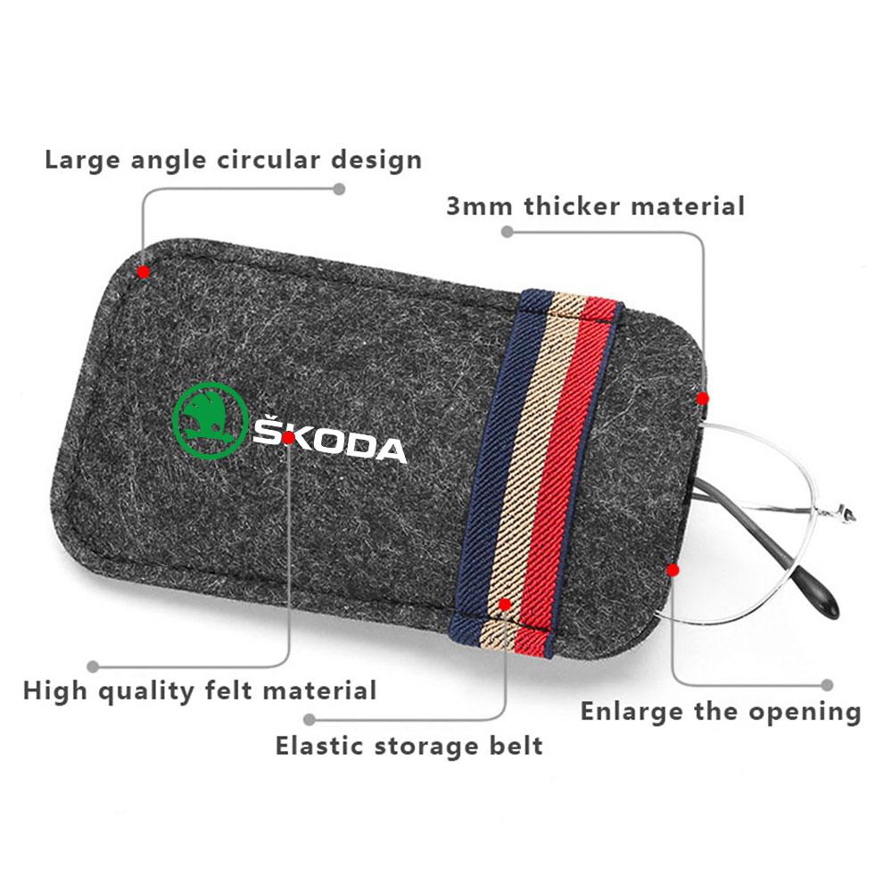 BAVK9 Car Interior Sun Visor Storage Box Eyeglasses Holder Sunglasses Clip For Skoda S Octavia Rapid Fabia Superb KAMIQ Roomster VRS