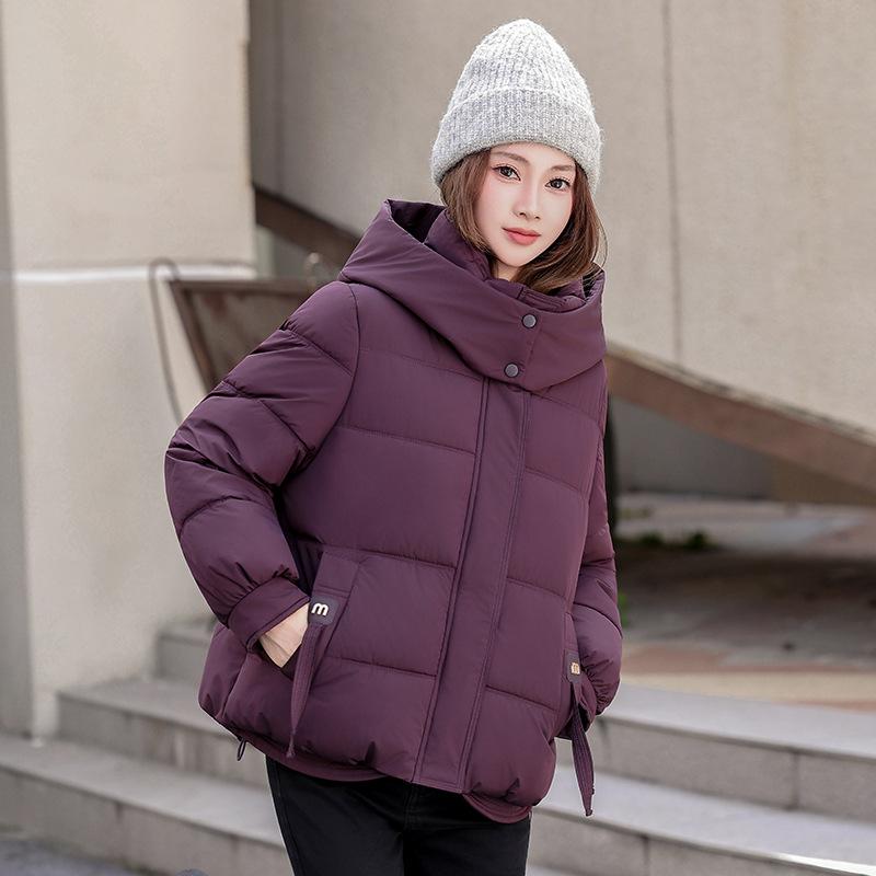 New year's cotton-padded jacket Small short student hooded loose and thin bread jacket Winter