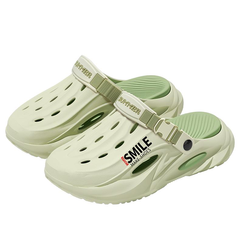 Heren Schoenen met Dikke Zool Gaten Strand Slip-On Buiten Slippers Antislip Comfortabele Buiten Slippers 44-45 beige
