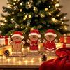 Christmas Tabletop Standing Figurines 3Pcs Wooden Gingerbread Man Ornaments, Decorative with Figures Stable Bases for Holiday Home Decor Festive Party