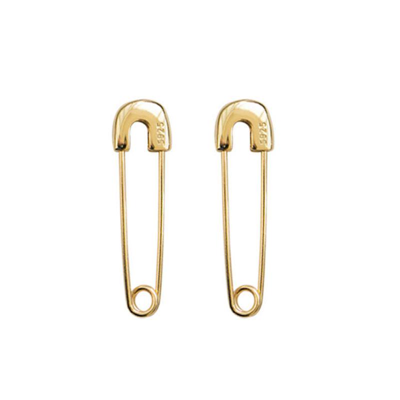 Satın alın Punk Sterling Silver Safety Pin Stud Earrings Ear Threader