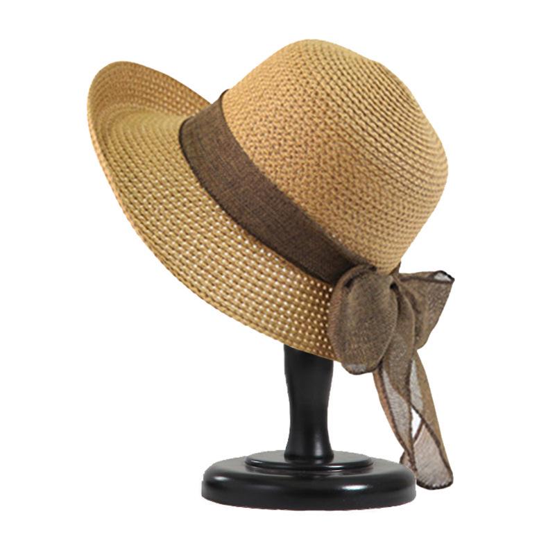

Соломенная шляпа от солнца с бантом в корейском стиле – Летняя пляжная шляпа с широкими полями для женщин One Size