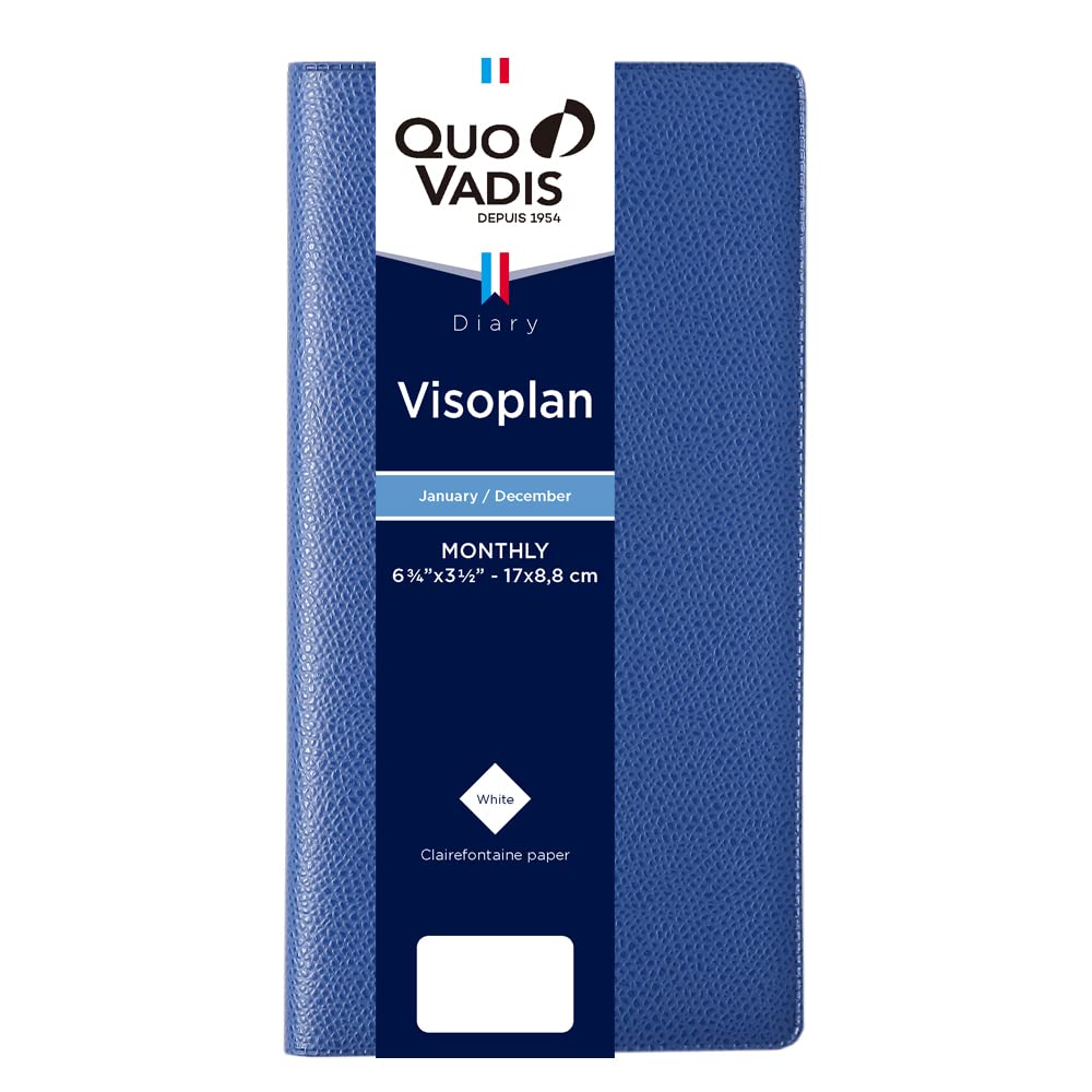 

QUOVADIS [Издание 2025 г.] Дневник-блокнот «Bisoplan/Ampara» (Ежемесячный блок/Начинается в январе/Тонкий размер 17 x 8,8 см) Синий океан QUOVADIS qv36701bl