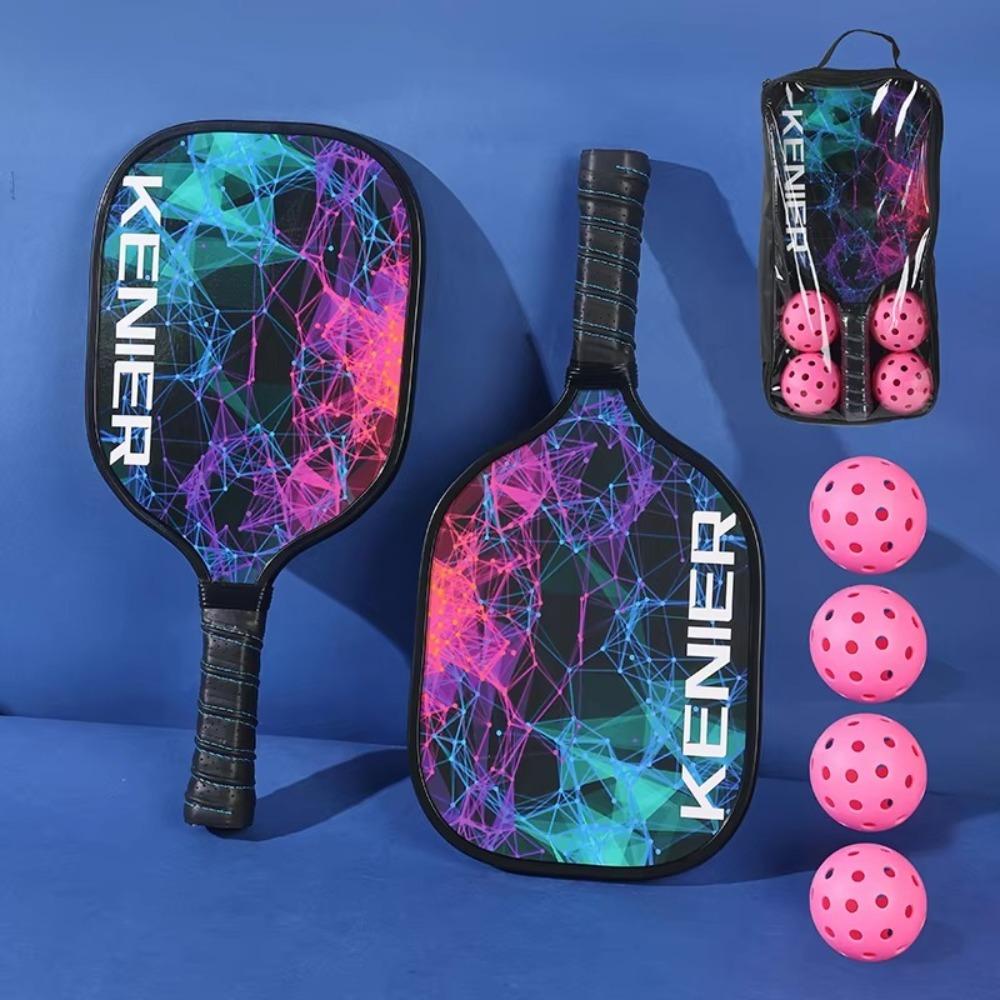 Shockproof Pickleball Paddles Set Non-slip Handle with 2 Rackets & 4 Pickleballs Balls Racquet Kit High Resilience