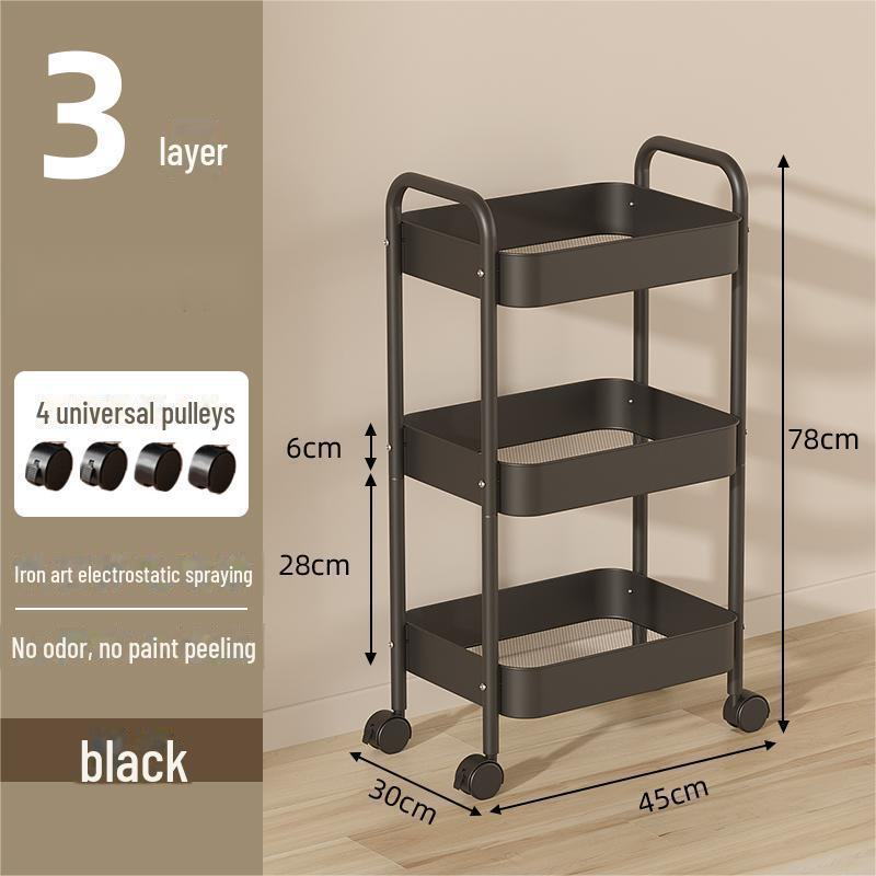 Mobile Snack Storage Rack with Wheels - Versatile Kitchen Shelf Trolley