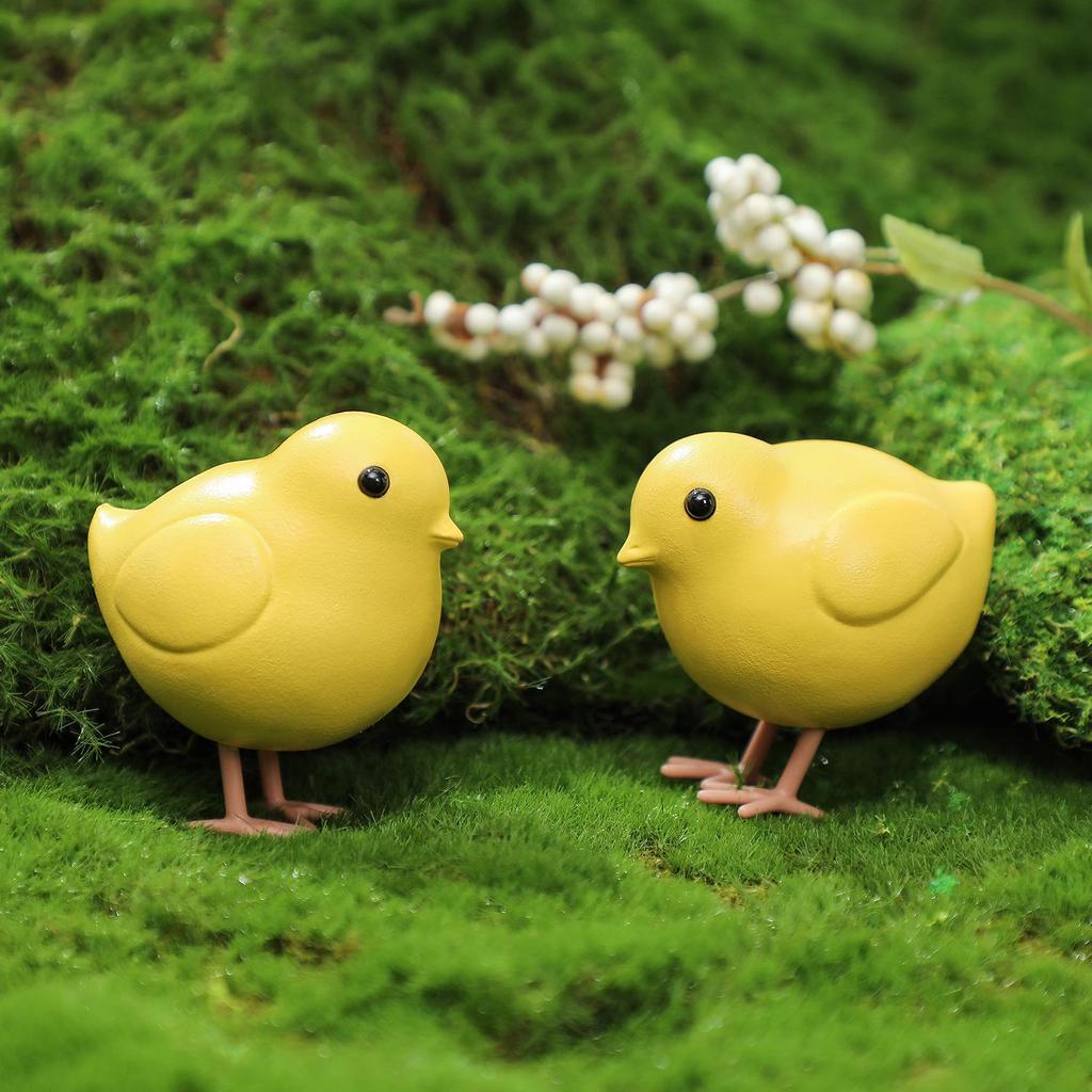 In-Stock Easter Chick Ornaments 2-Pack - Outdoor Flocking Craft Decorations