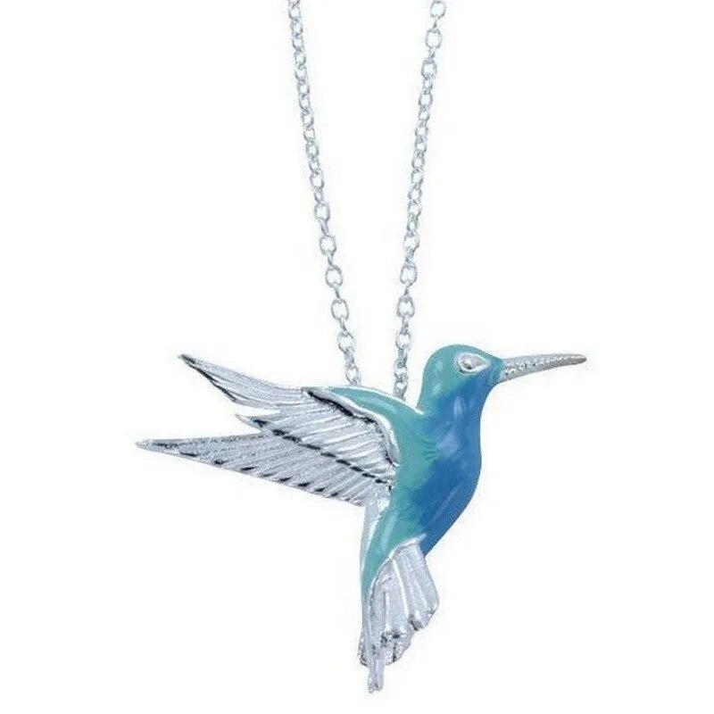 Creative Blue Enamel Hummingbird Bird Pendant Necklace for Women Trendy Clavicle Chain Birthday Collar Jewelry Gift Wholesale
