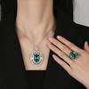 Jewelry Simulation Bird'S Nest Chepala Green Light Luxury Fat Square Set Main Stone 15 * 20