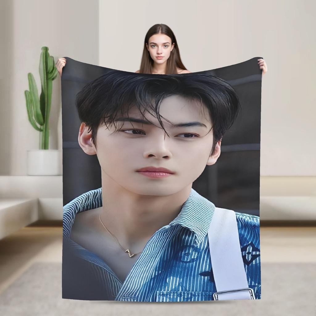 Cha Eun Woo Kpop Astro Idol Blanket Velvet  Cozy Lightweight Thin Throw Blanket For Home Bedding Throws