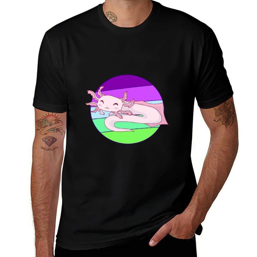 Toric Pride Axolotl Design Tshirt Outdoor Work Short Sleeve Top Tshirt