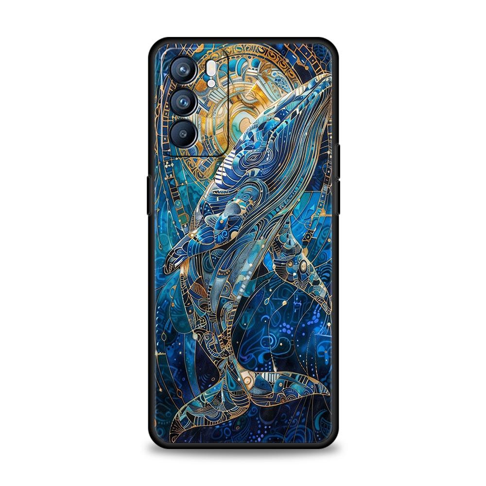 Blue Ocean Fish Phone Case For Oppo Reno 13 12 11 10 7 F Find X5 X6 A98 A80 A79 A78 A57 A54 A31 A17 Pro 5G Soft TPU Cover Capas