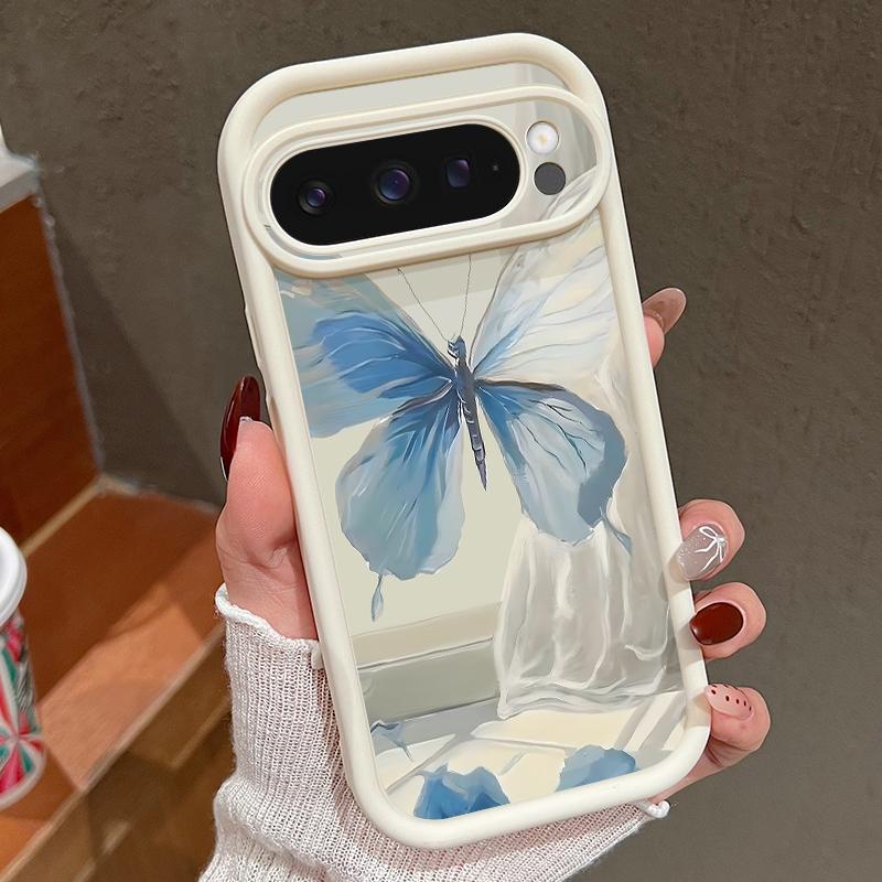 

Мягкий силиконовый чехол с рисунком масляной бабочки для Google Pixel 9 8 Pro Xl 8a, противоударный матовый защитный чехол для линз от падения Google Pixel 9 Pro бежевый