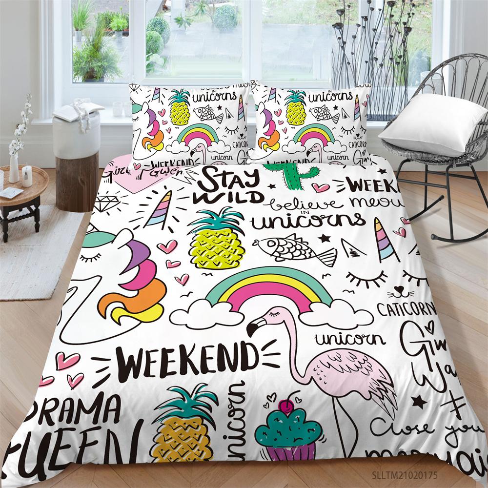 Duvet Cover Catton 3D Printing Home Textiles with Pillowcase Soft Quilt Cover Children Teen Bedding Cover Suit