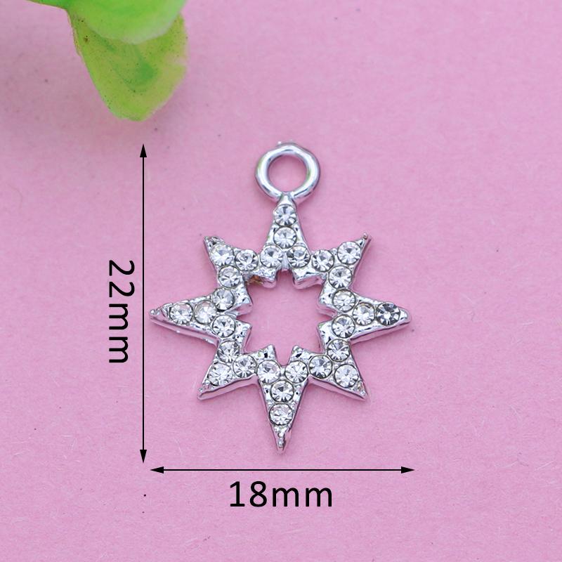10Pcs Silver Plated Crystal Star Charm Pendant For Jewelry Making Bracelet Necklace Diy Earrings Accessories Craft 22X18Mm