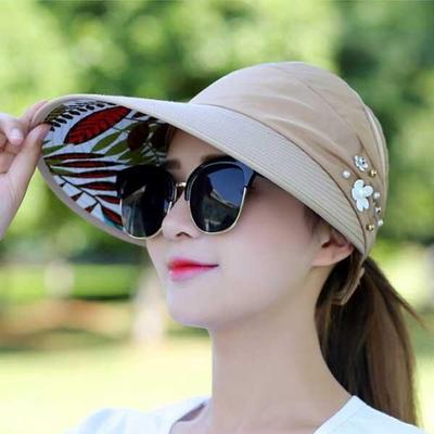 Casquette d'été pour femme avec décoration en strass motif floral SLT-DS35