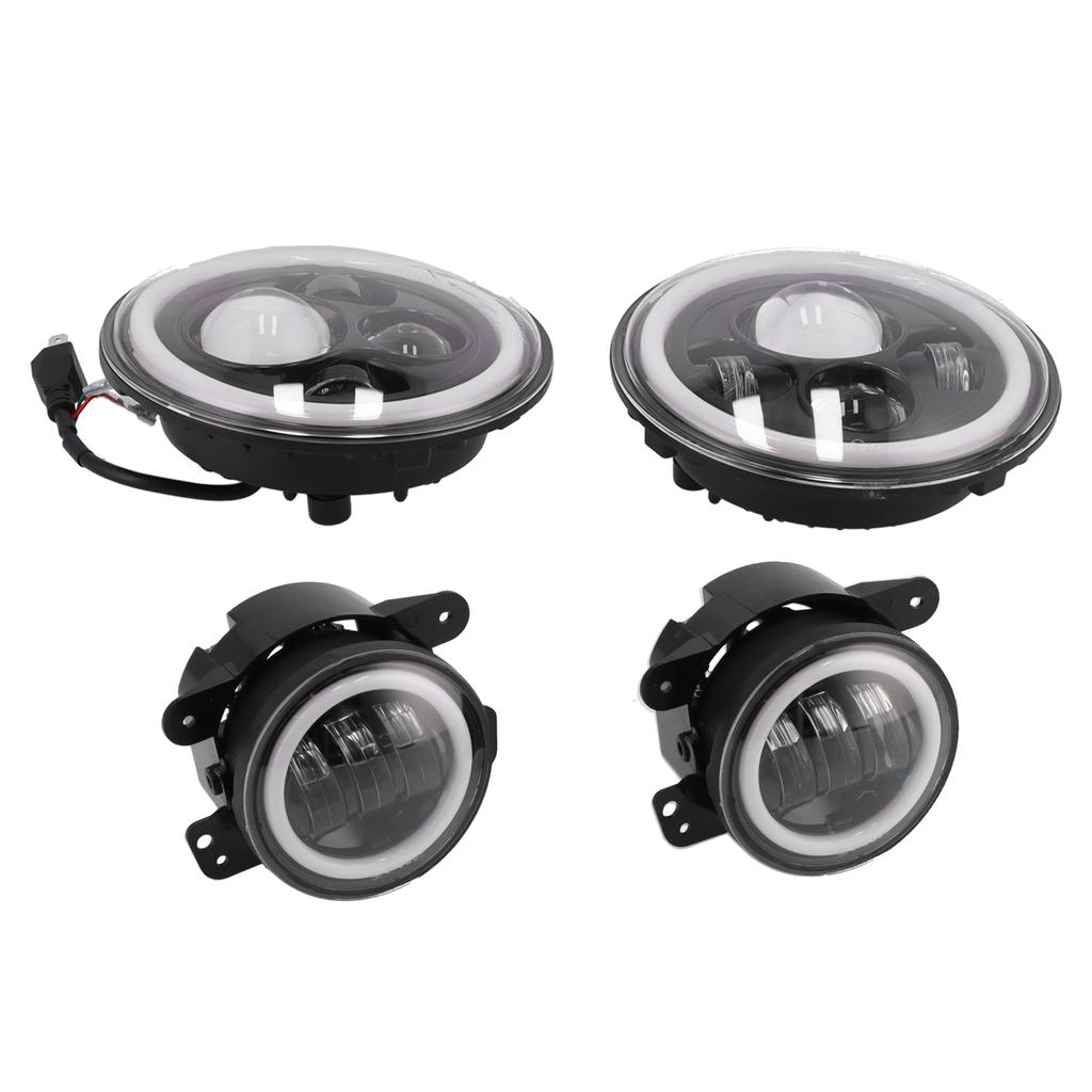 Halo LED Scheinwerfer Nebelscheinwerfer 4 in 1 Kombi-Kit Weiß Gelb Zweifarbig Passend für Jeep Wrangler JK 2007-2018